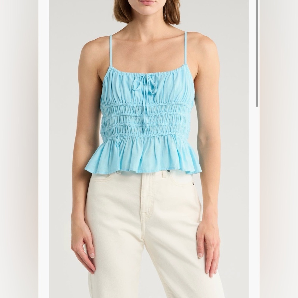 Nordstrom NSR Designer Light Blue Smocked Adjustable Top Juniors Medium